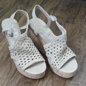 Mix No. 6 Beige Jaleena Woven Wedge Sandals